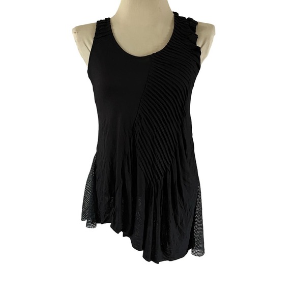 Free People Black Asymmetrical Hem Tank Top Women's Size S Lagenlook Boho - Picture 1 of 10
